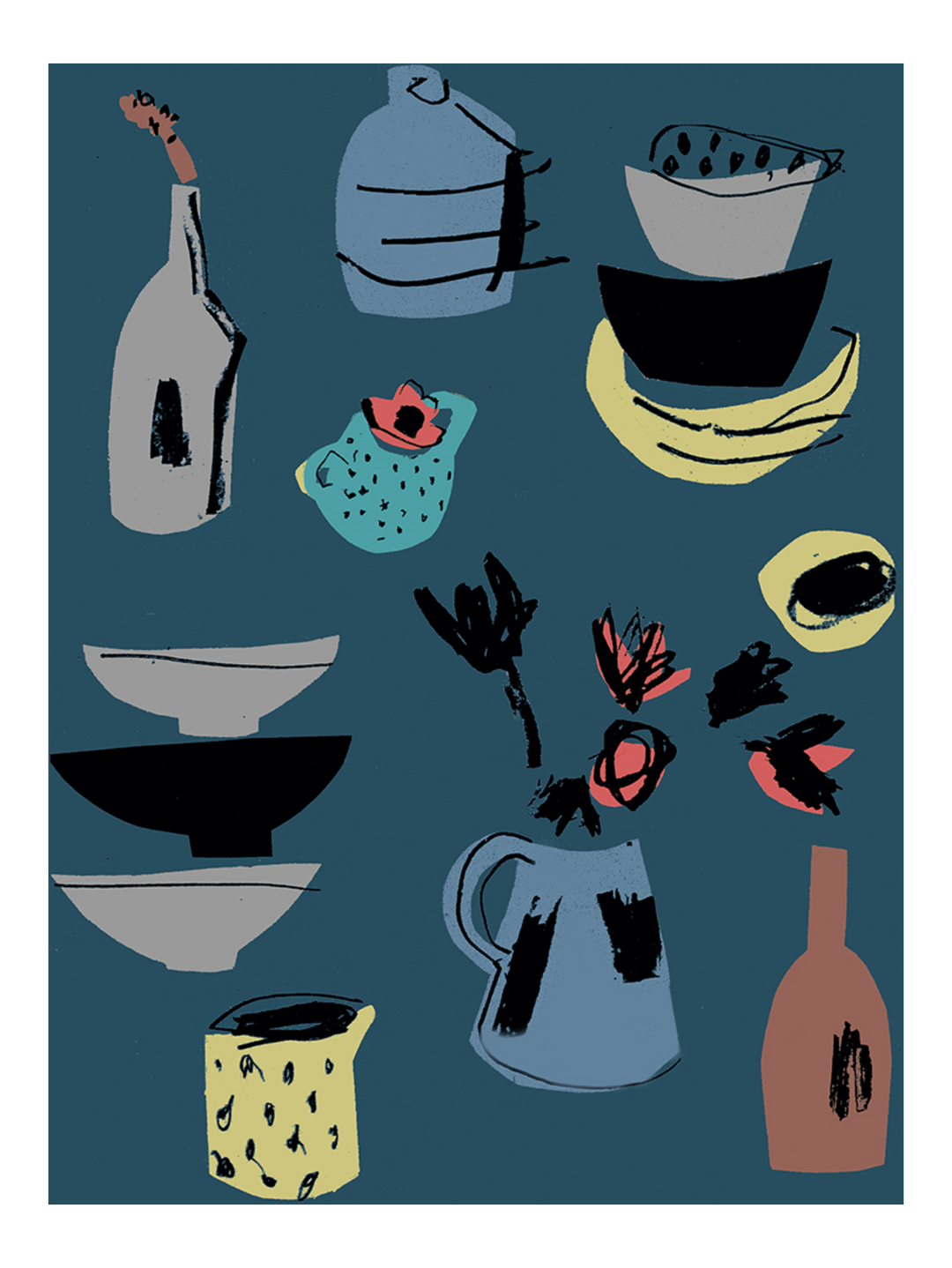 Spotty Jug And Red Anenome - Pj-2145-3