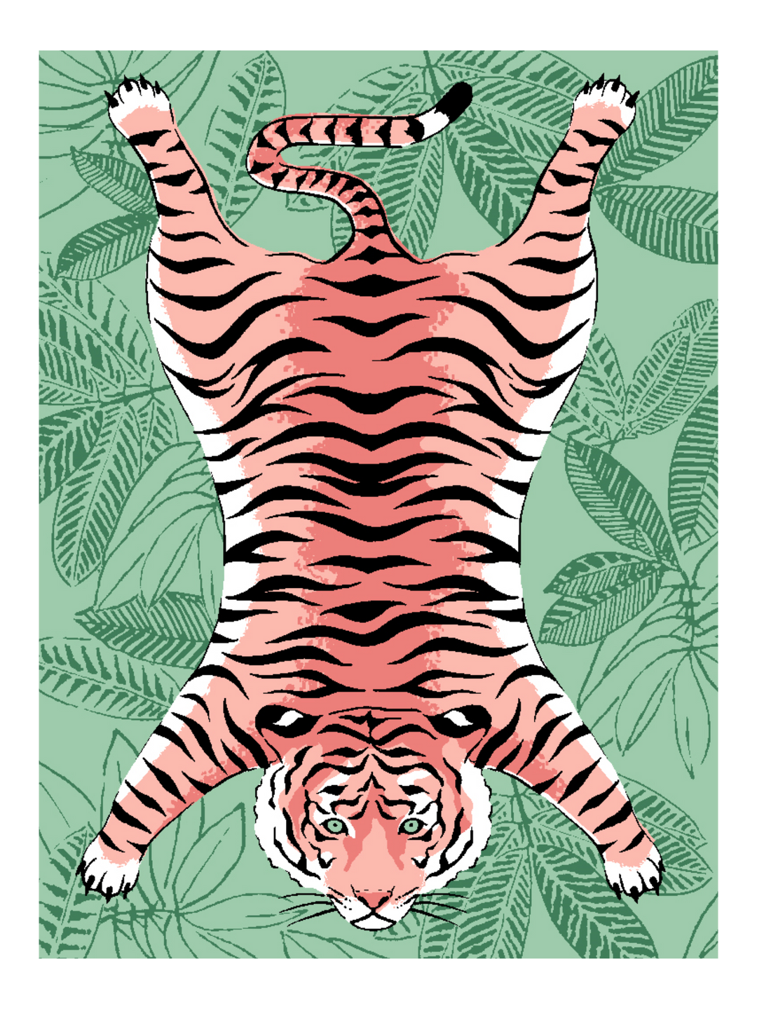Tiger Flat Pink On Green Pj-2247-3