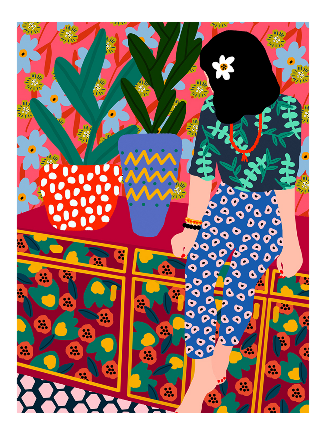 Hawaiin Girl On A Balcony  Pj-2274-5