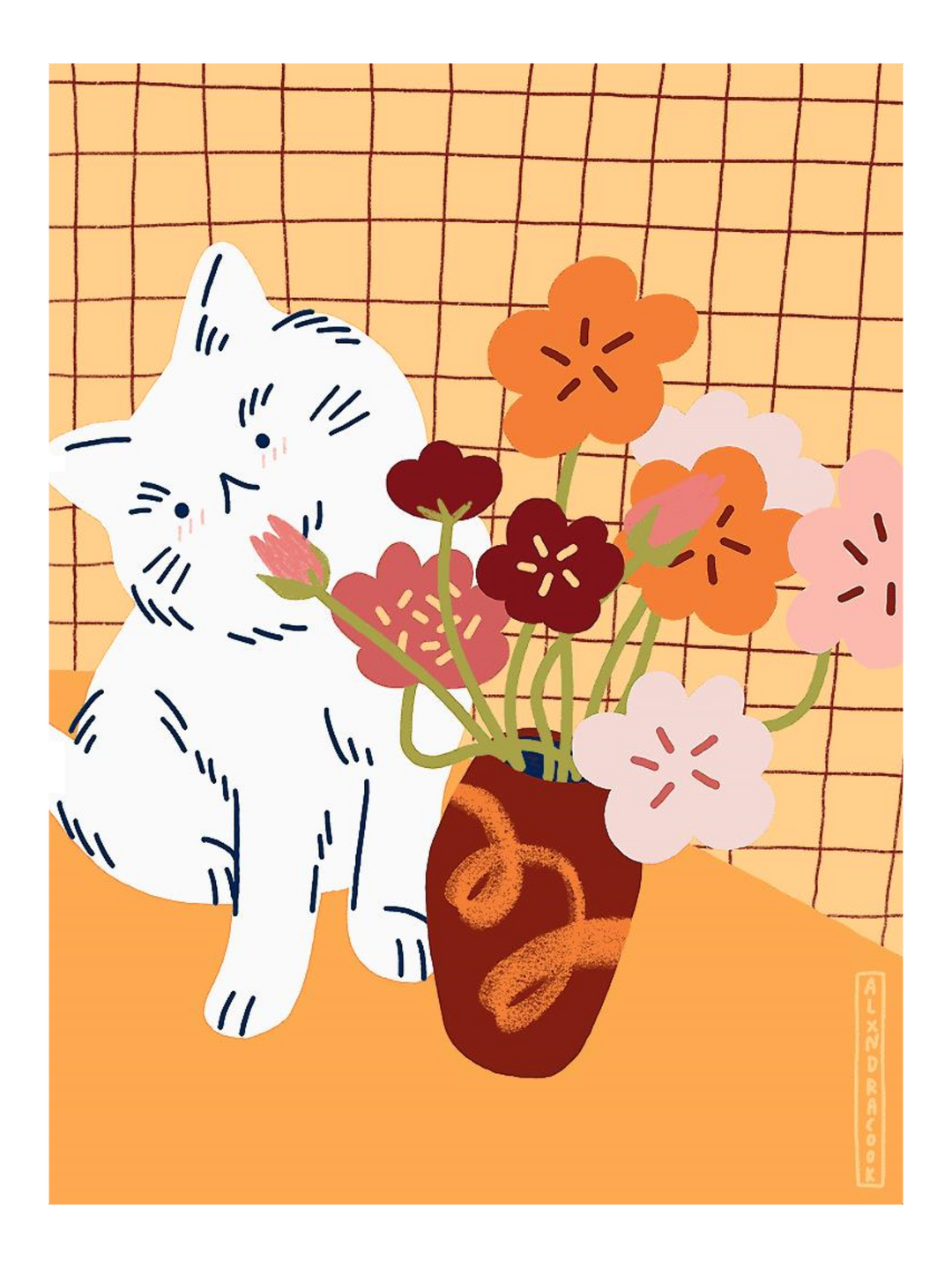 Cat With Flowers  Pj-2783-1