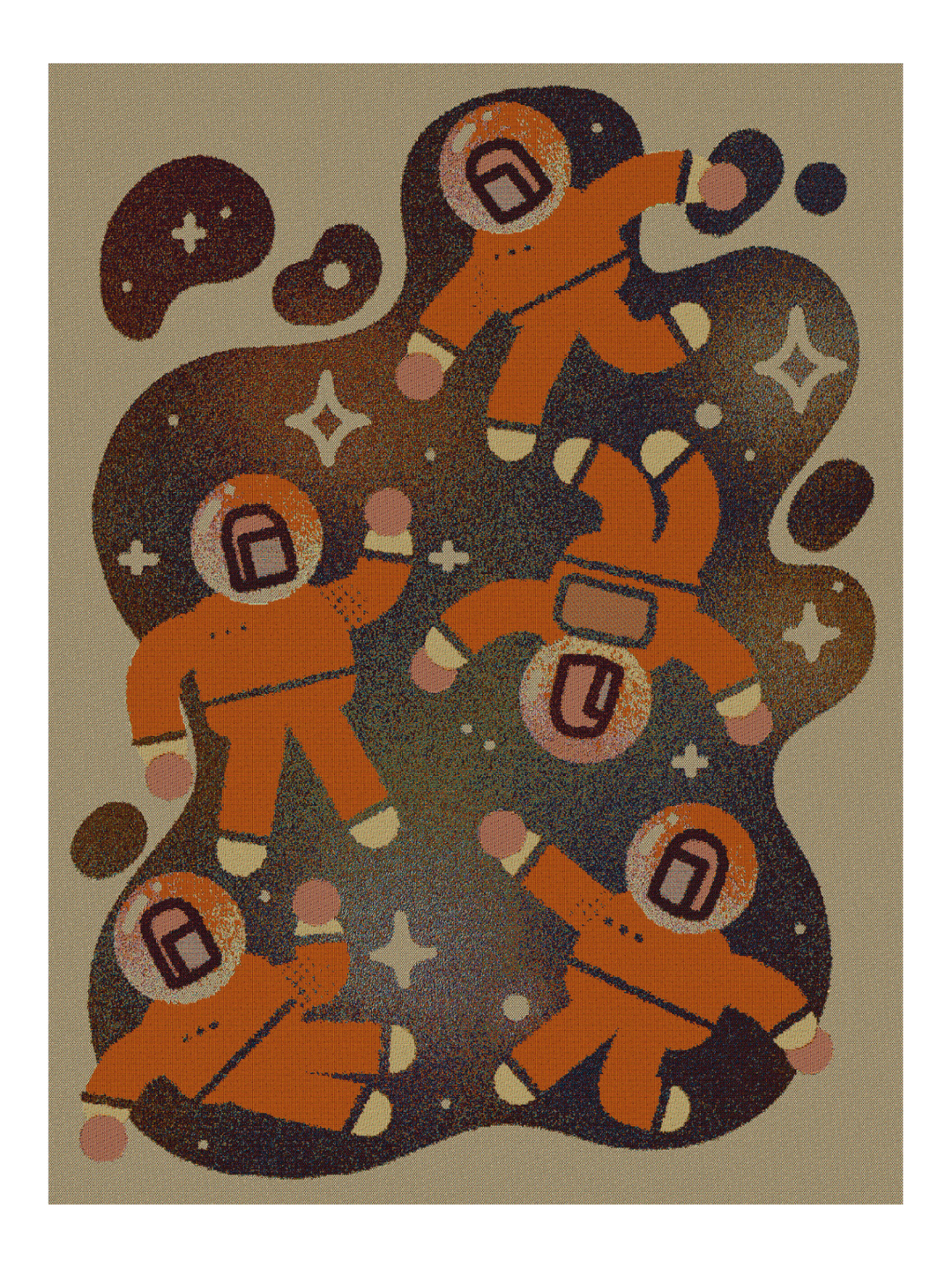 Astronauts Orange Fill Blanket